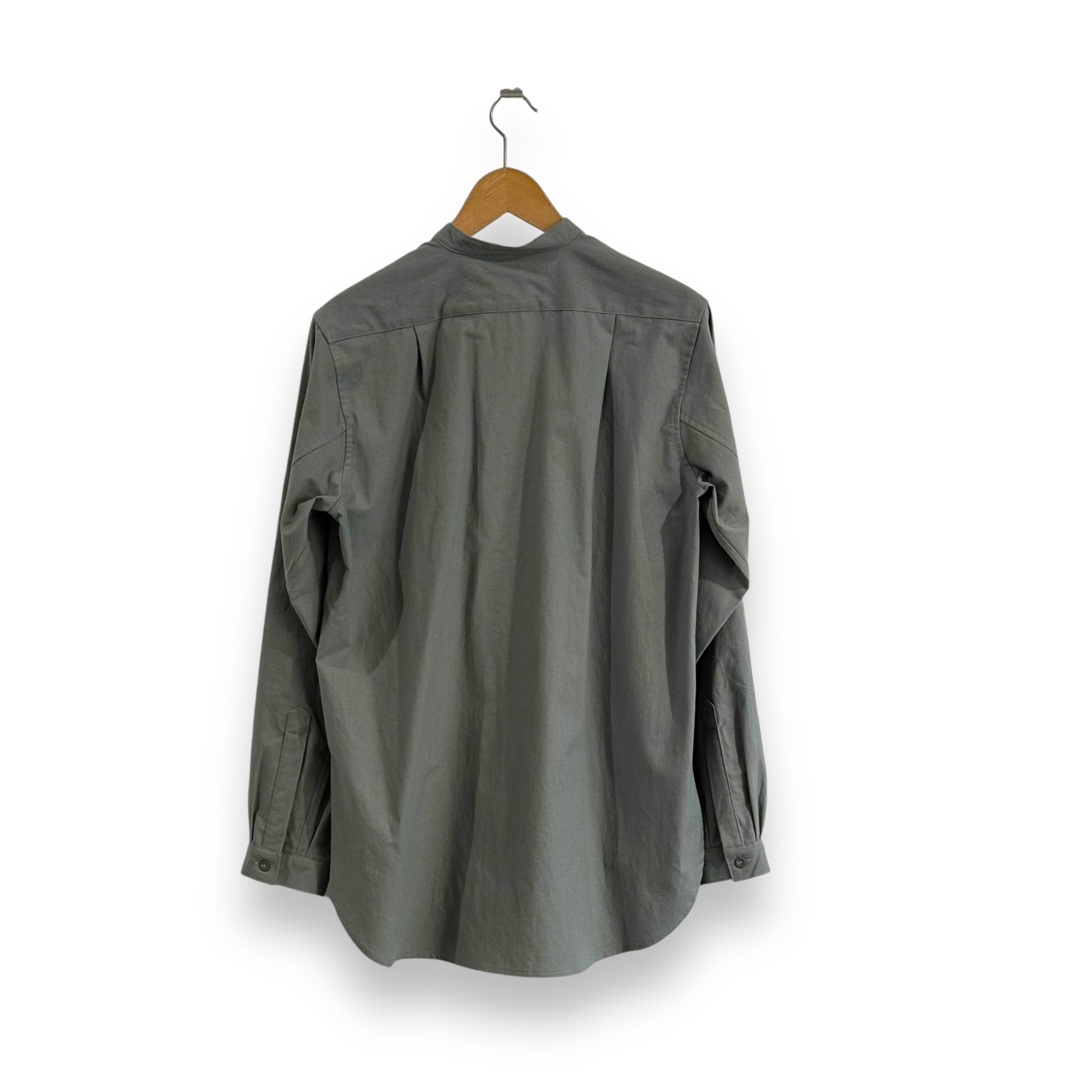 Frank Leder Dyed Vintage Bedsheet Collarless Shirt berlin fog grey
