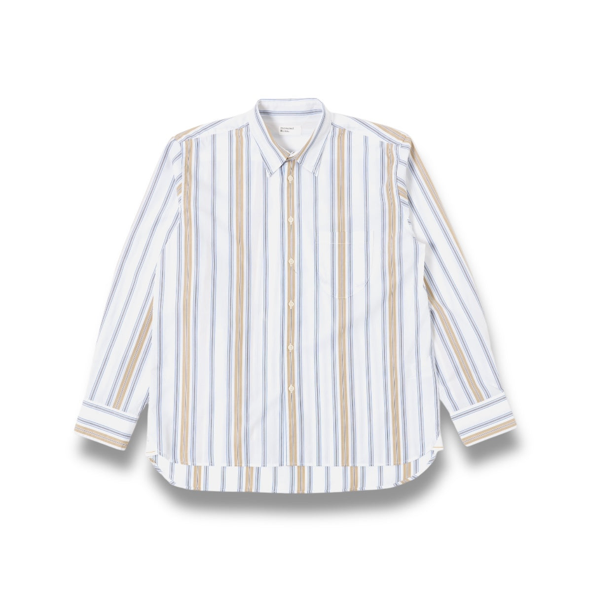Universal Works Lazy Day Shirt 32567 Pop Stripe Three blue/sand