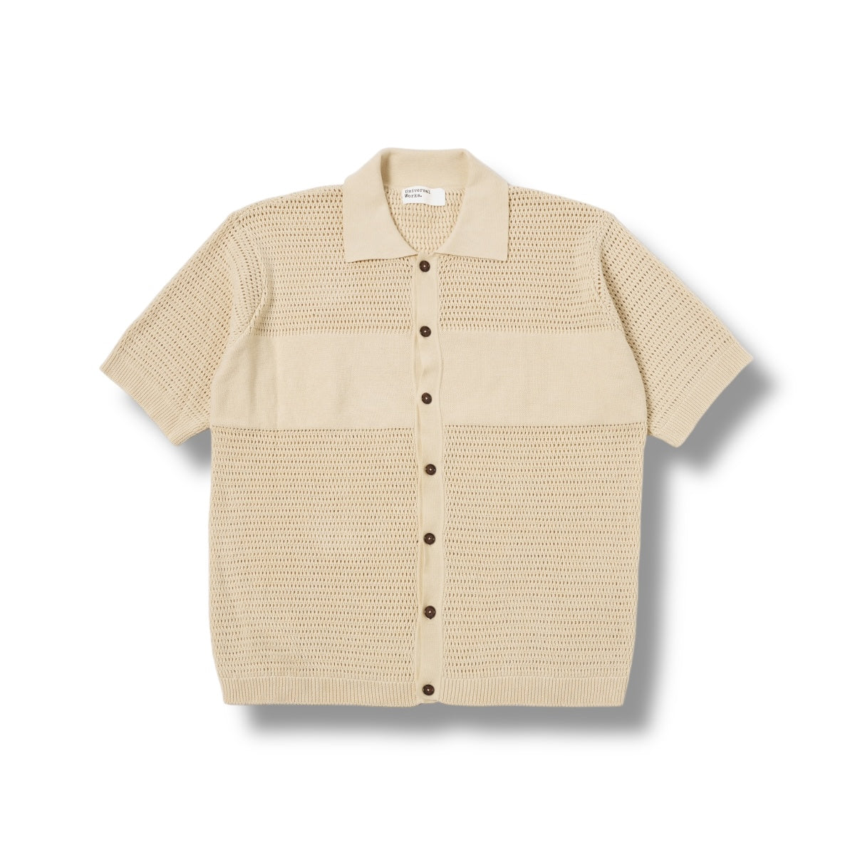 Universal Works Short Sleeved Knit Shirt 32761 Open Knit ecru