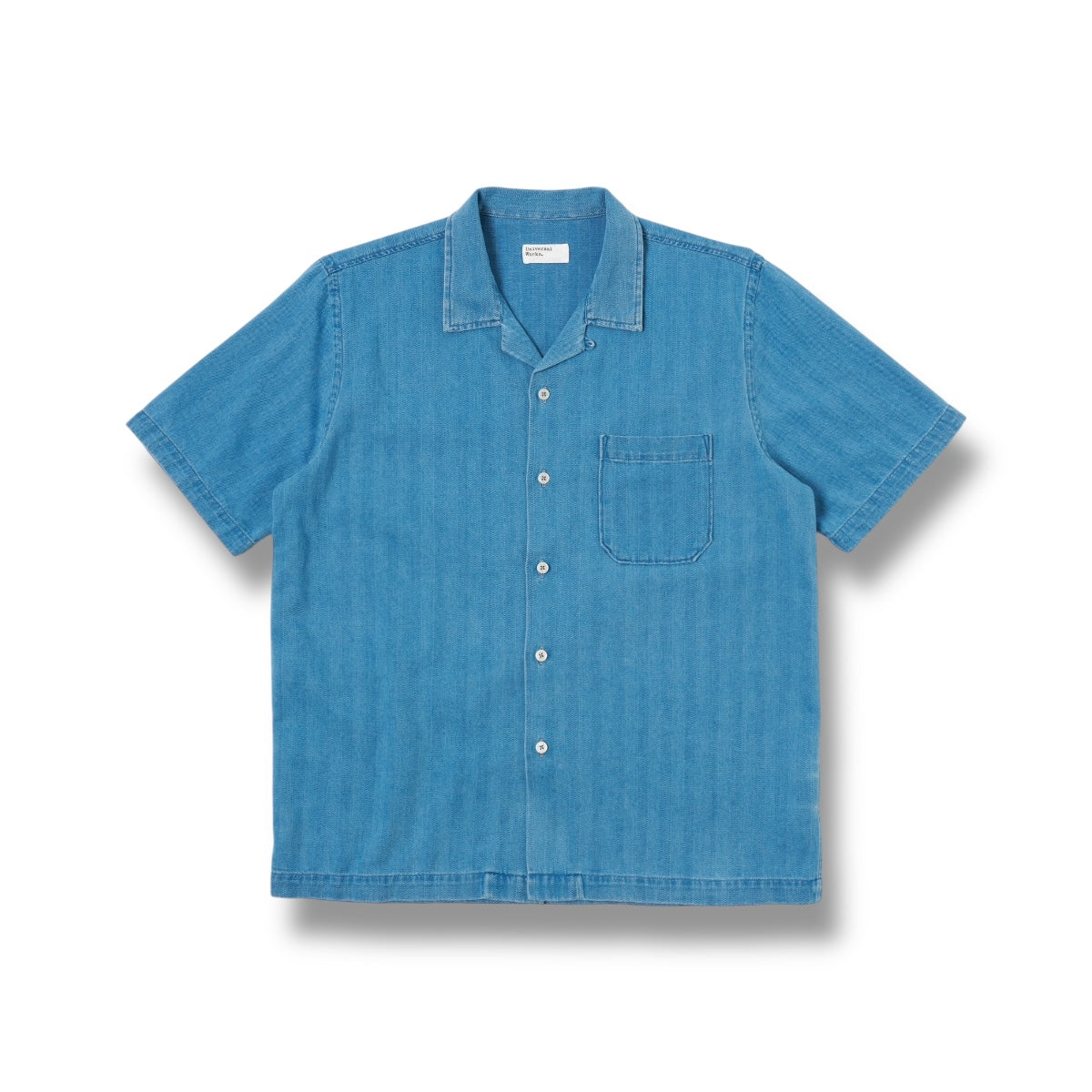 Universal Works Road Shirt 32661 Herringbone Recycled washed indigo