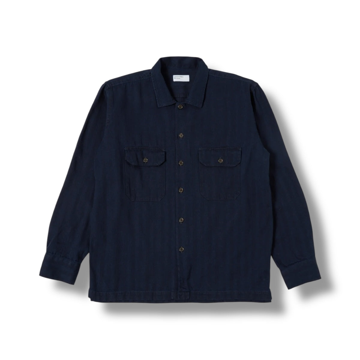Universal Works L/S Utility Shirt 32660 Herringbone Recycled indigo