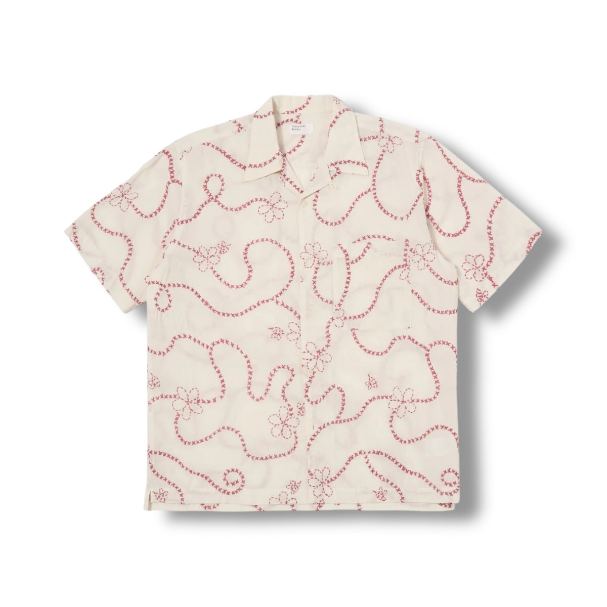 Universal Works Camp Shirt 32155 Kantha Cotton ecru/terracotta