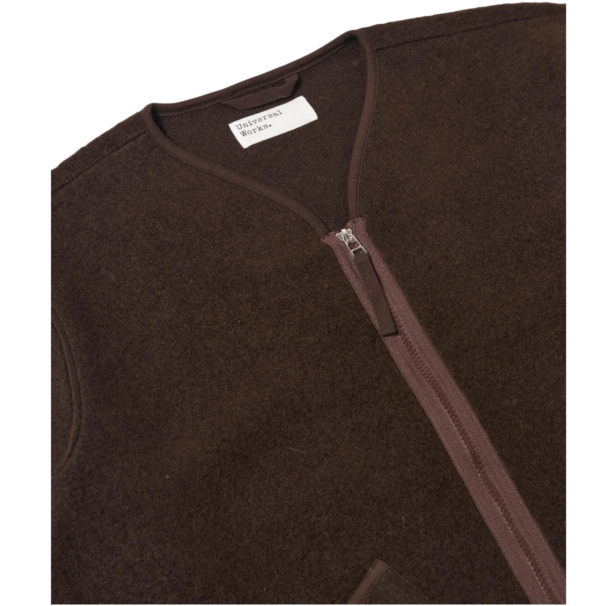 Universal Works Zip Liner Jacket Wool Fleece brown