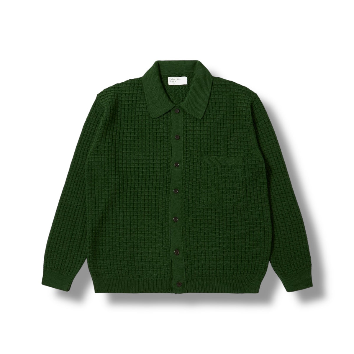 Universal Works Charlie Cardigan Textured Merino Knit green