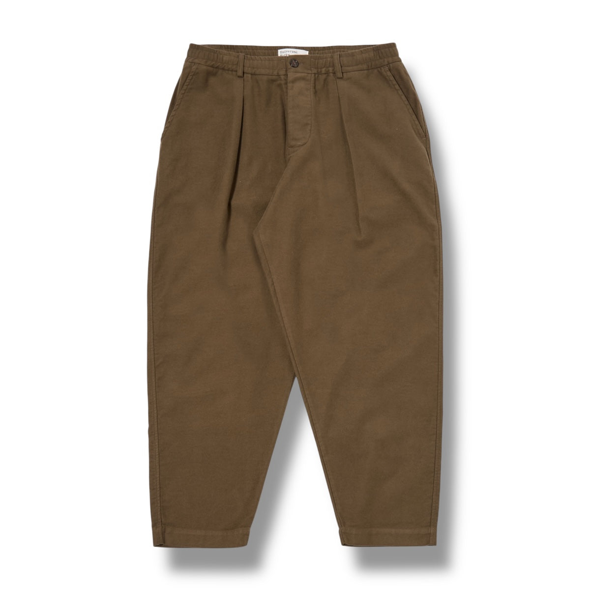 Universal Works Pleated Track Pant Comfort Moleskin khaki