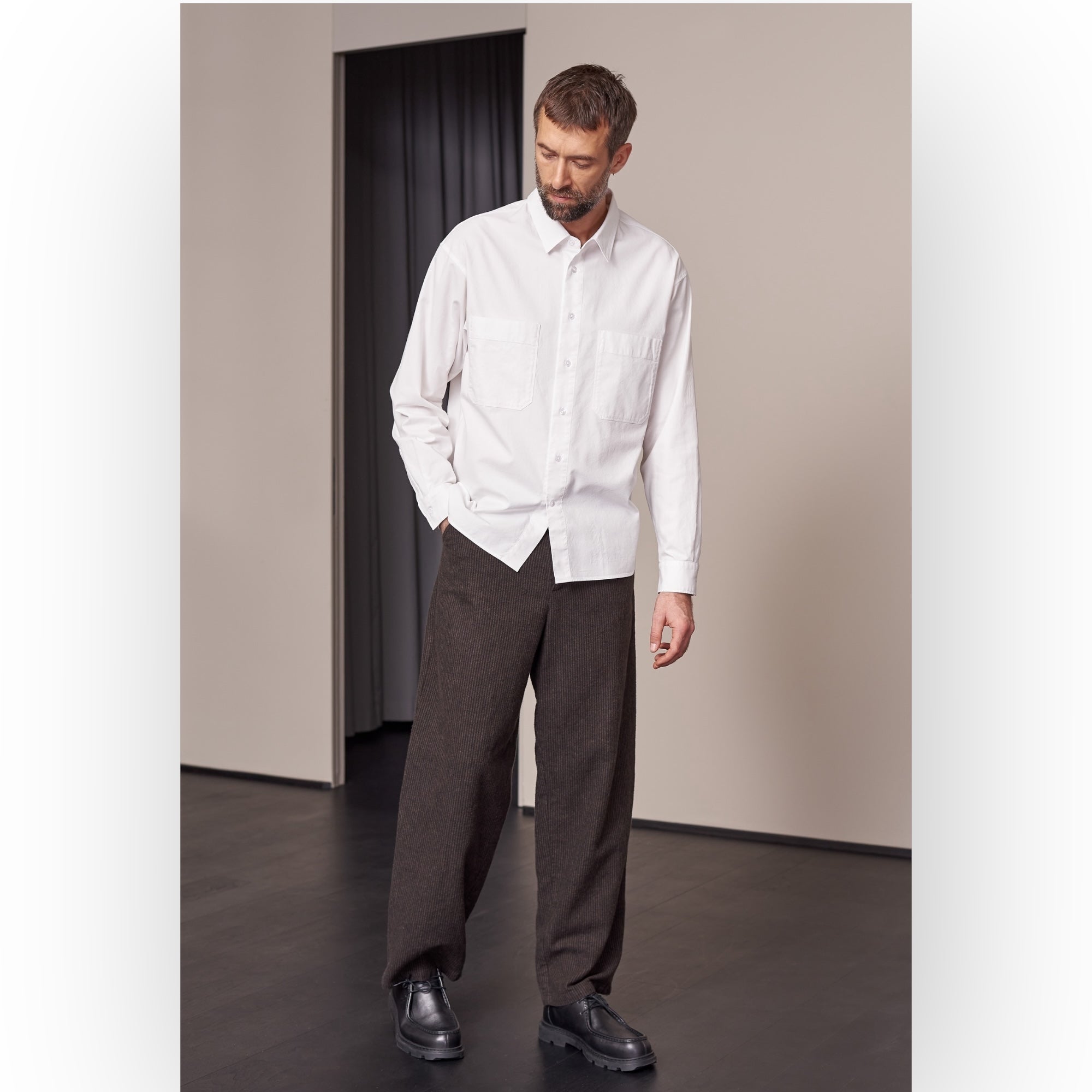 About Companions Carlo Trousers Eco Flannel striped brown