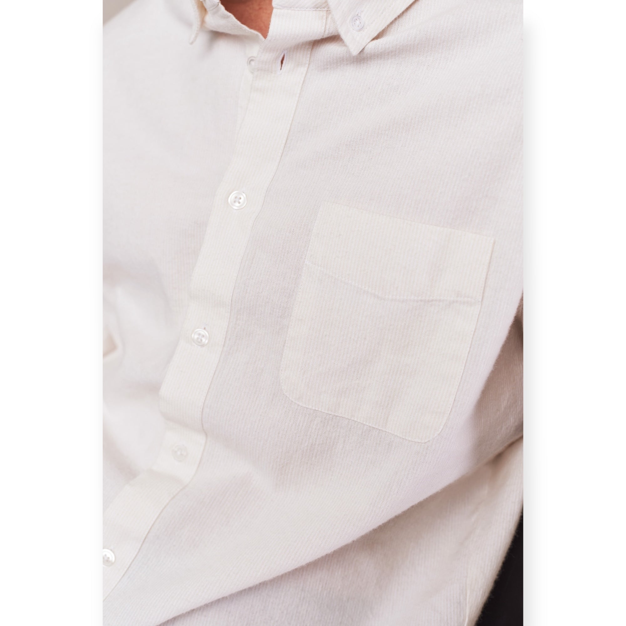 About Companions Ken shirt eco brushed striped white