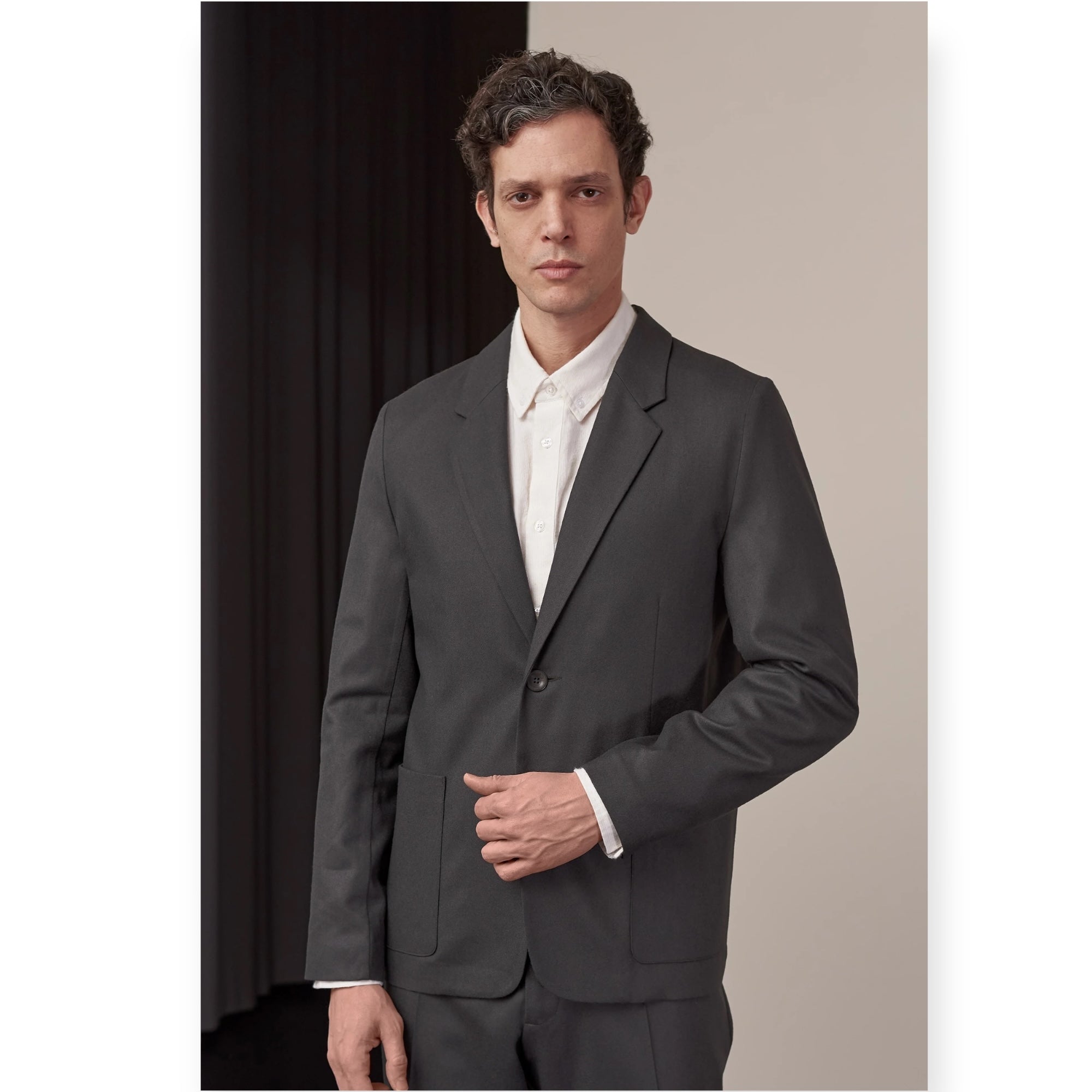 About Companions Enver Blazer Wool black olive