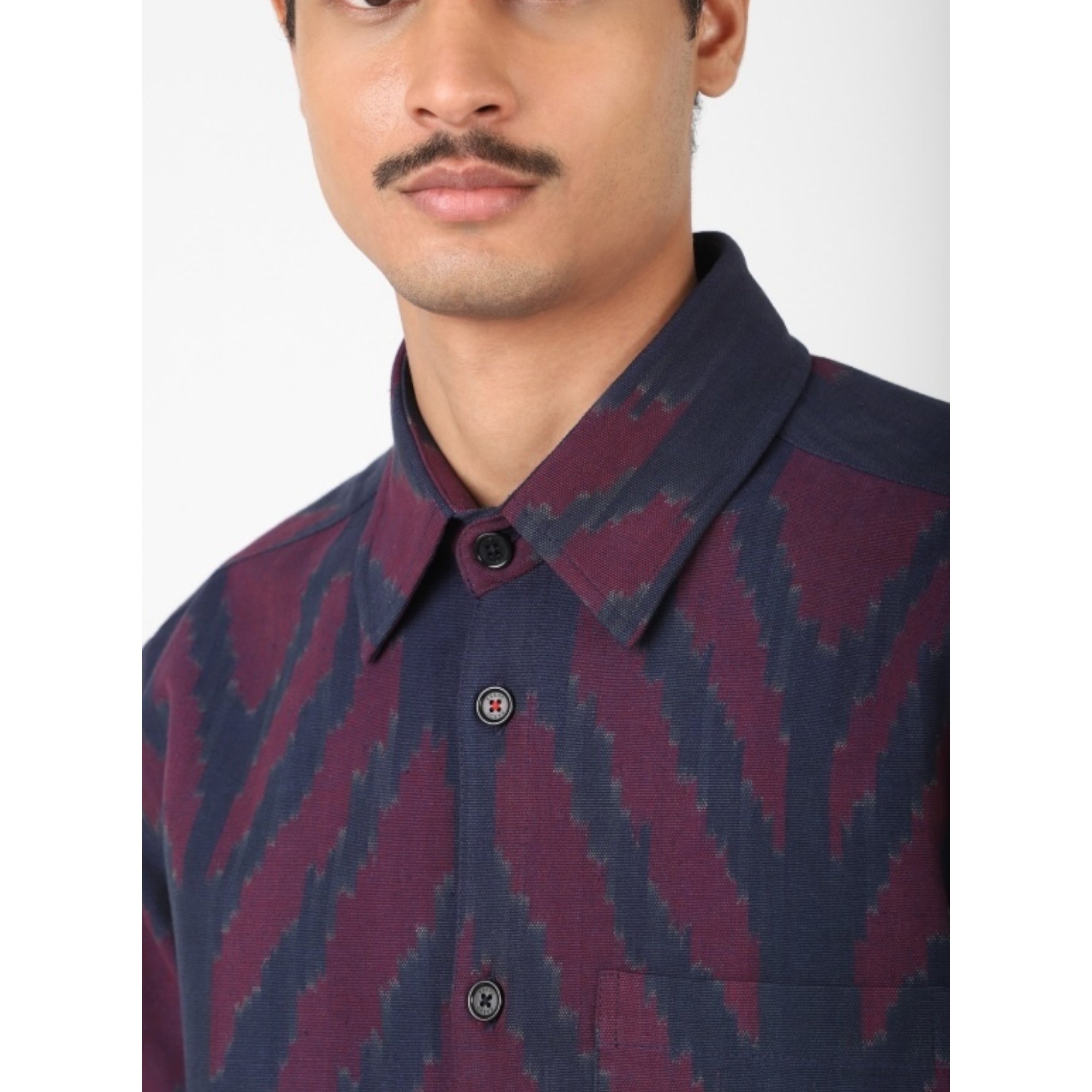 Kardo Luis Shirt Ikat navy/eggplant