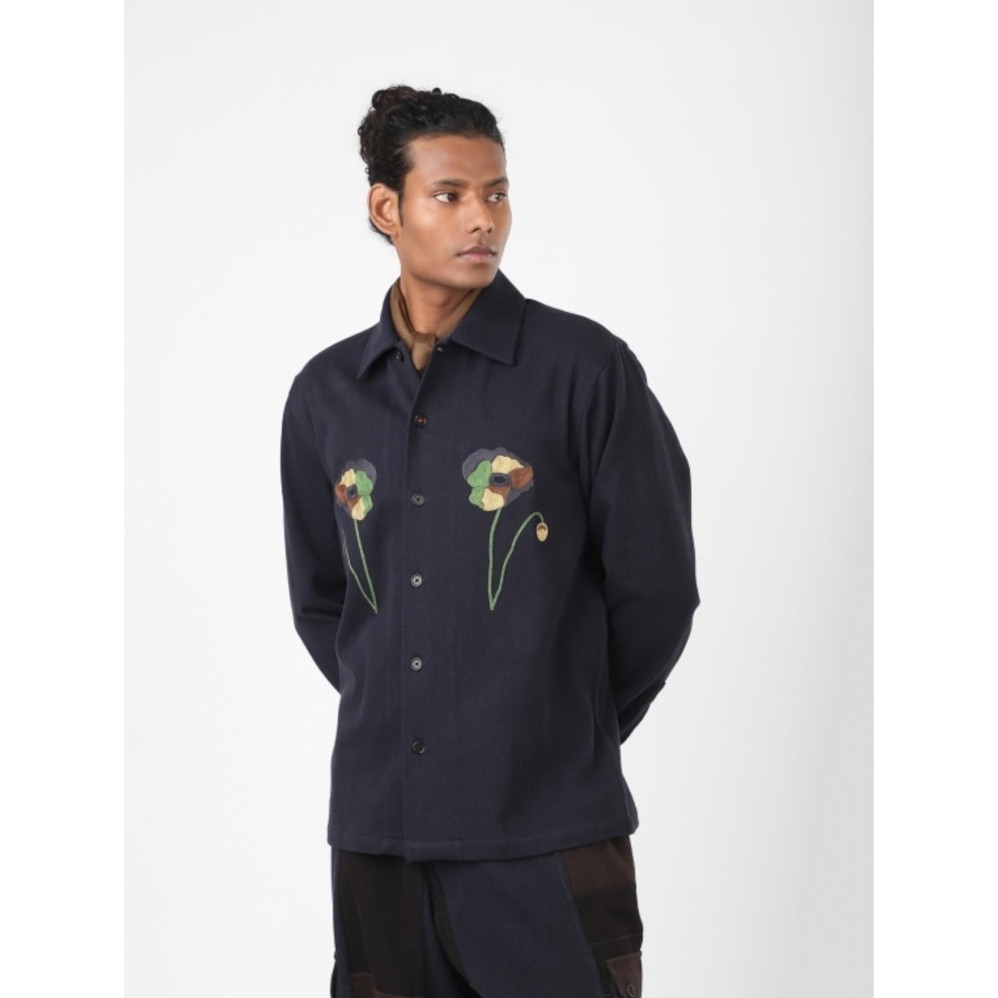 Kardo Martin Embroidered Poppy navy