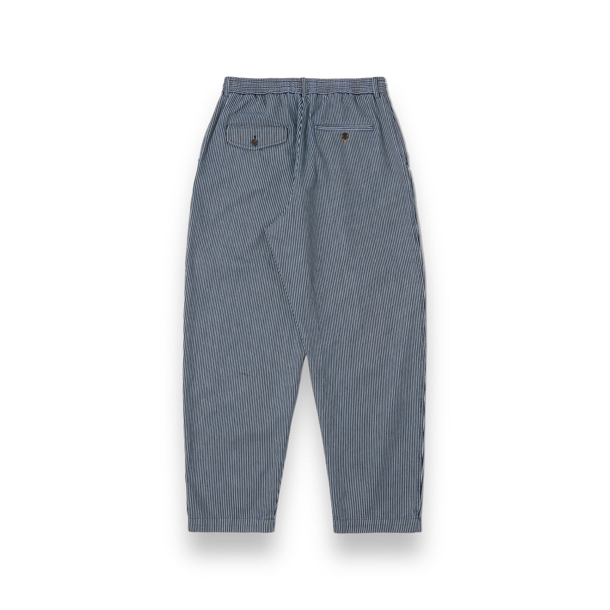 Universal Works Pleated Track Pant P32085 hickory stripe denim indigo