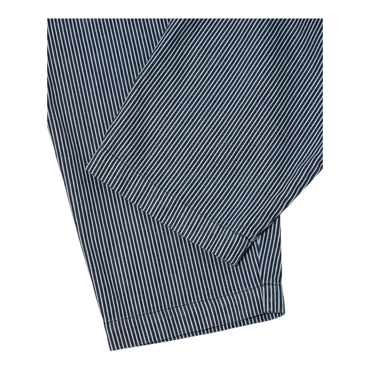 Universal Works Pleated Track Pant P32085 hickory stripe denim indigo