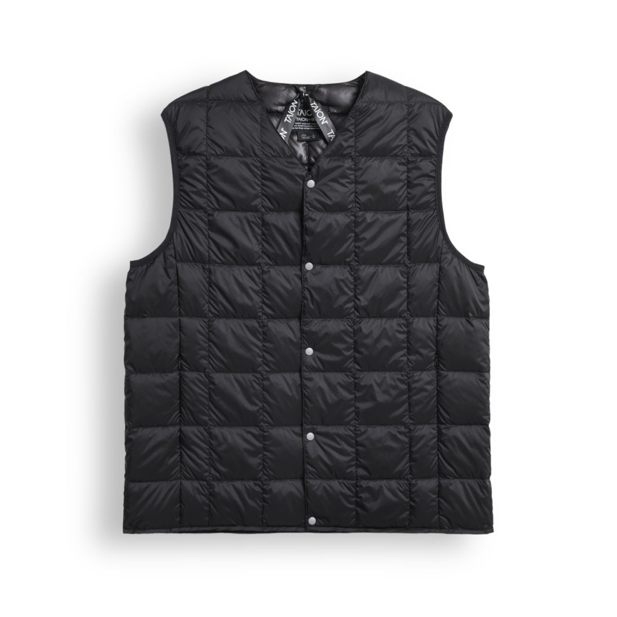 TAION V-Neck button down vest black
