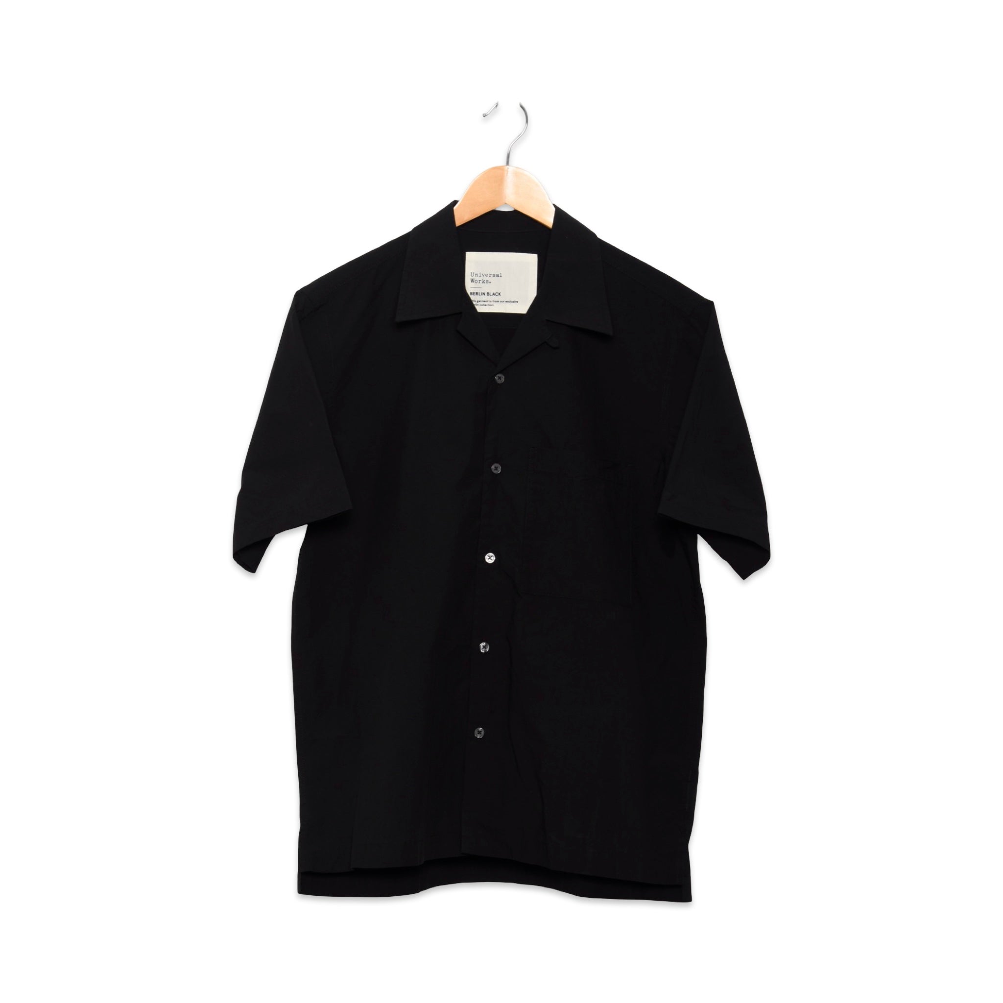 Universal Works Camp Shirt Typewriter Cotton black