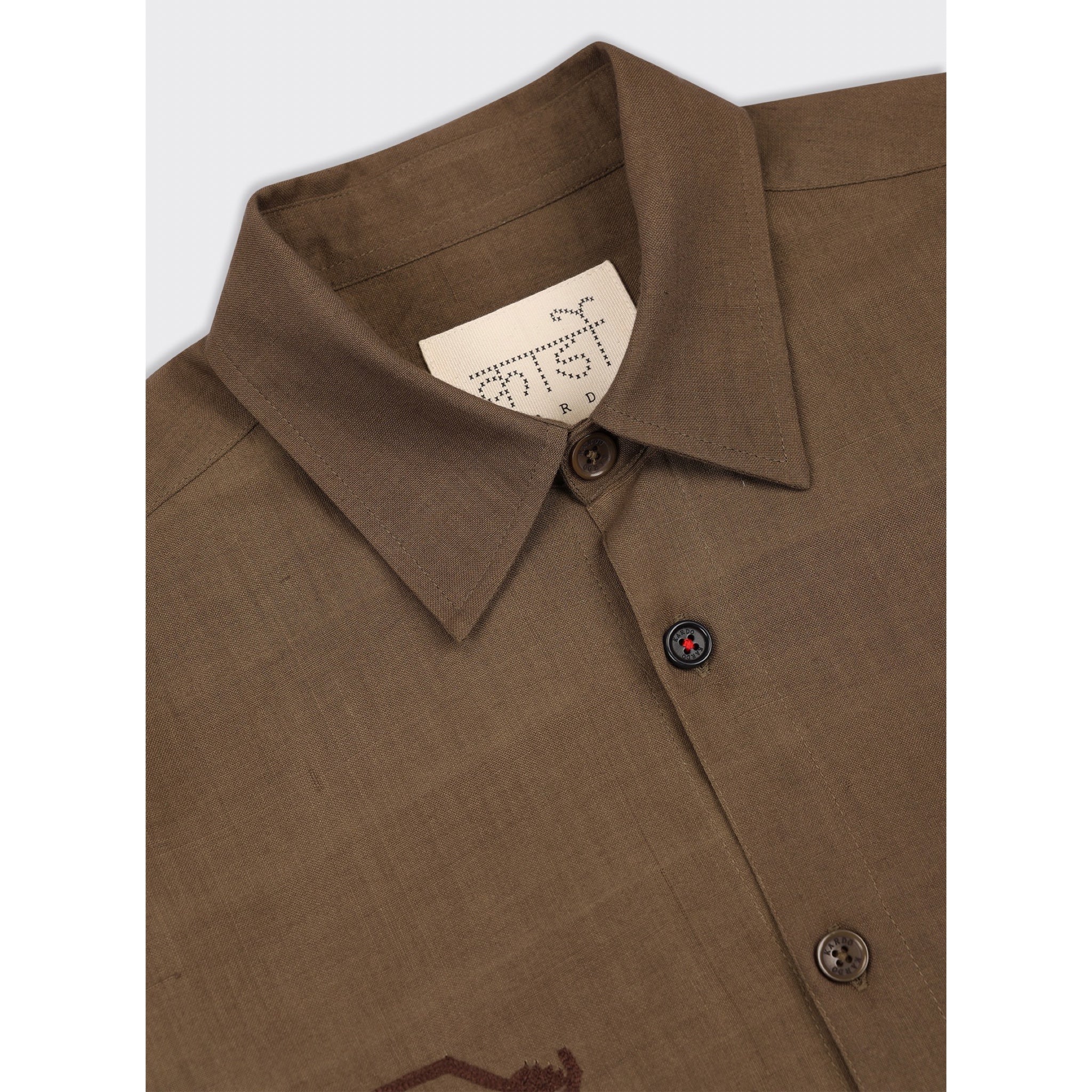 Kardo Luis Shirt EMB33 Cotton with Embroidery dusty olive