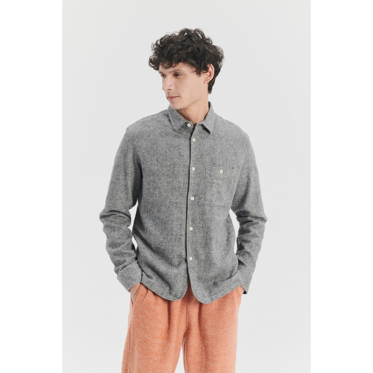 Delikatessen Strong Shirt D1615/IT87 micro rhombus off white grey flannel