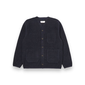 Universal Works Cardigan 31405 navy wool fleece