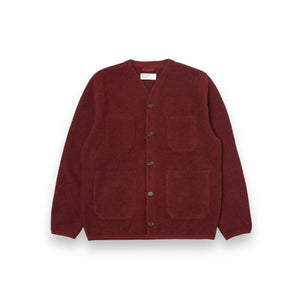 Universal Works Cardigan 31405 deep red wool fleece