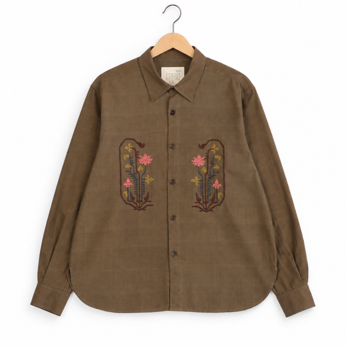 Kardo Luis Shirt EMB33 Cotton with Embroidery dusty olive