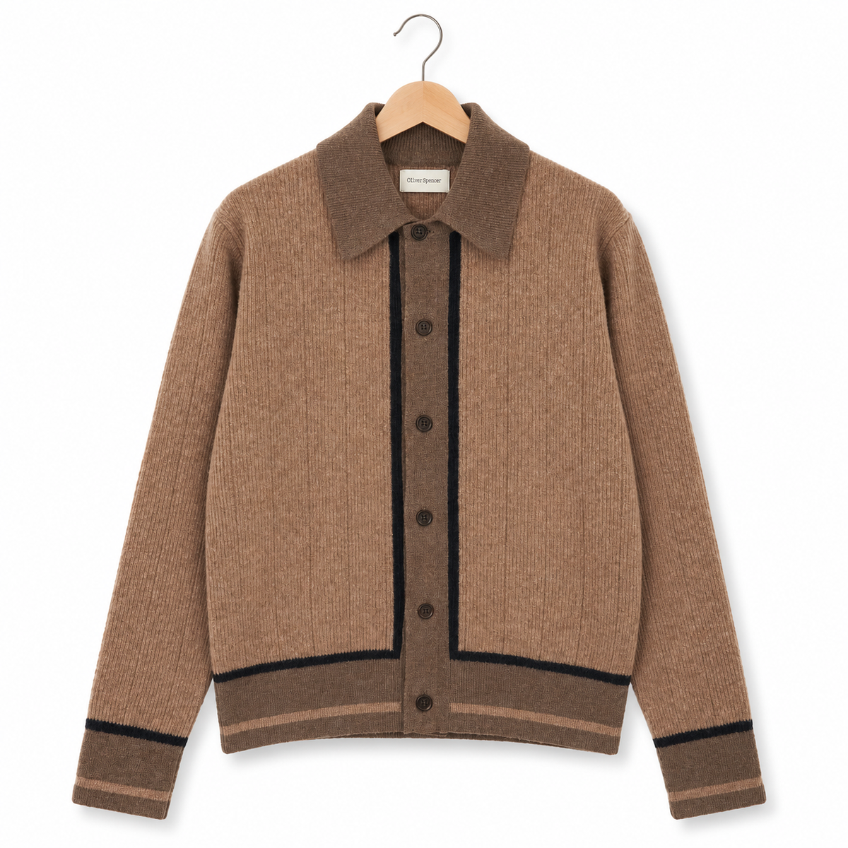 Oliver Spencer Britten Knitted Cardigan Colvin sand