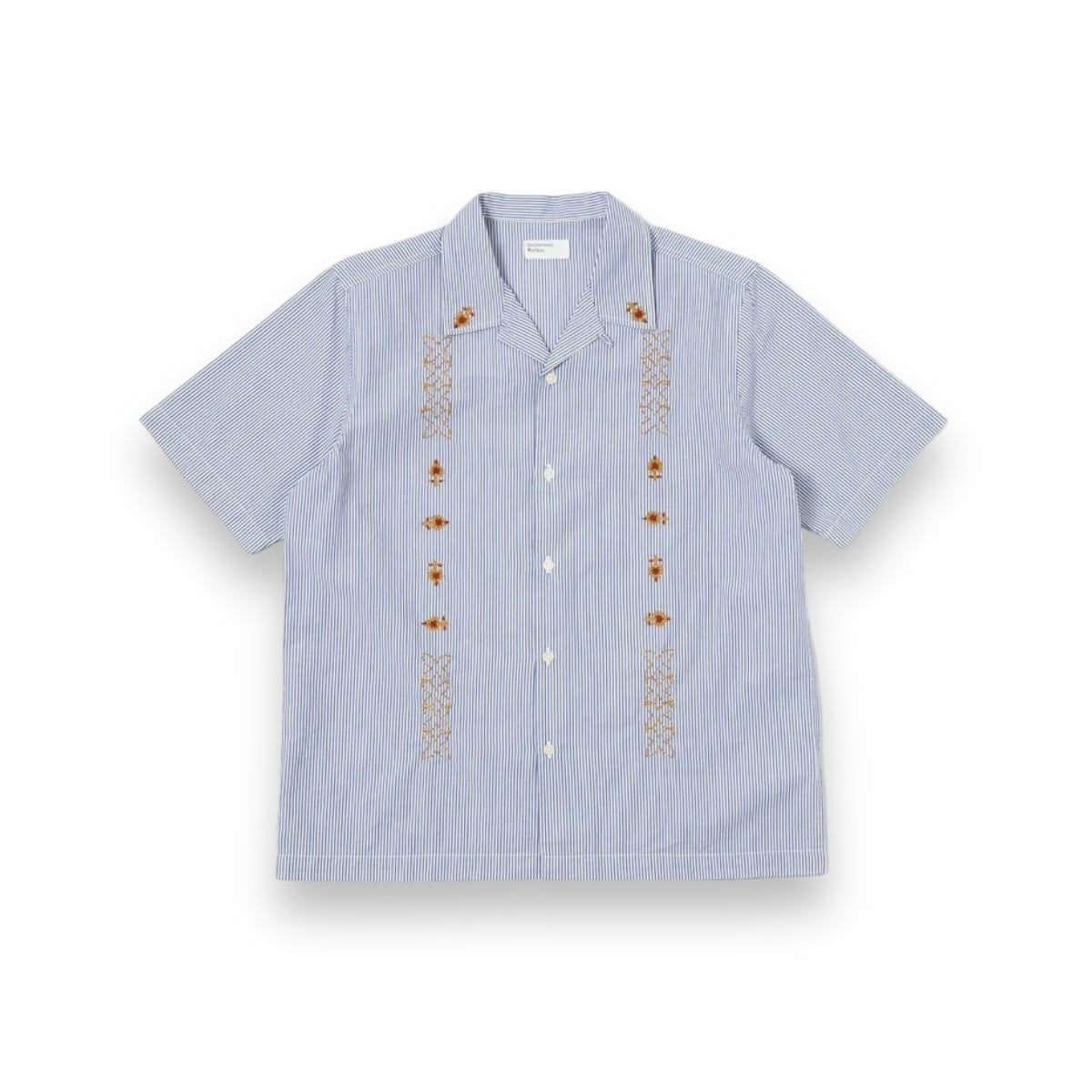 Universal Works Road Shirt P3024 Classic Stripe Emb blue