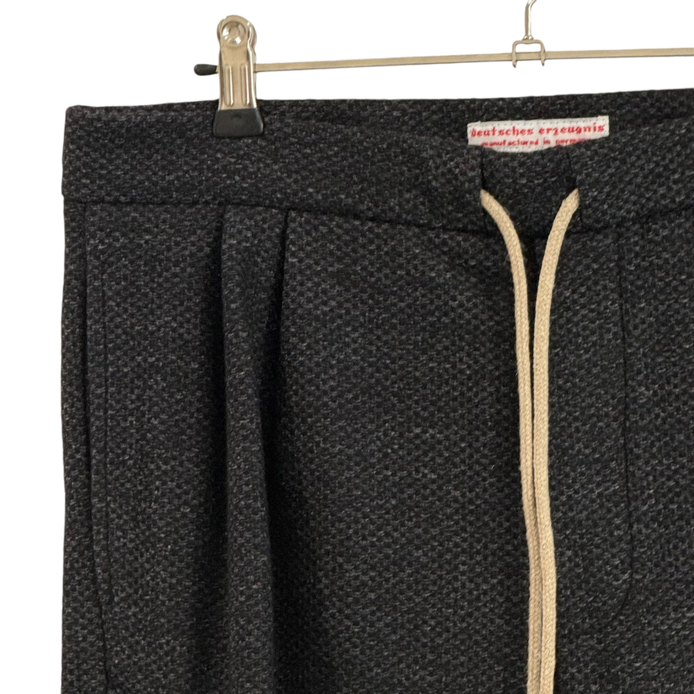 Frank Leder Textured Wool Drawstring Trouser navy