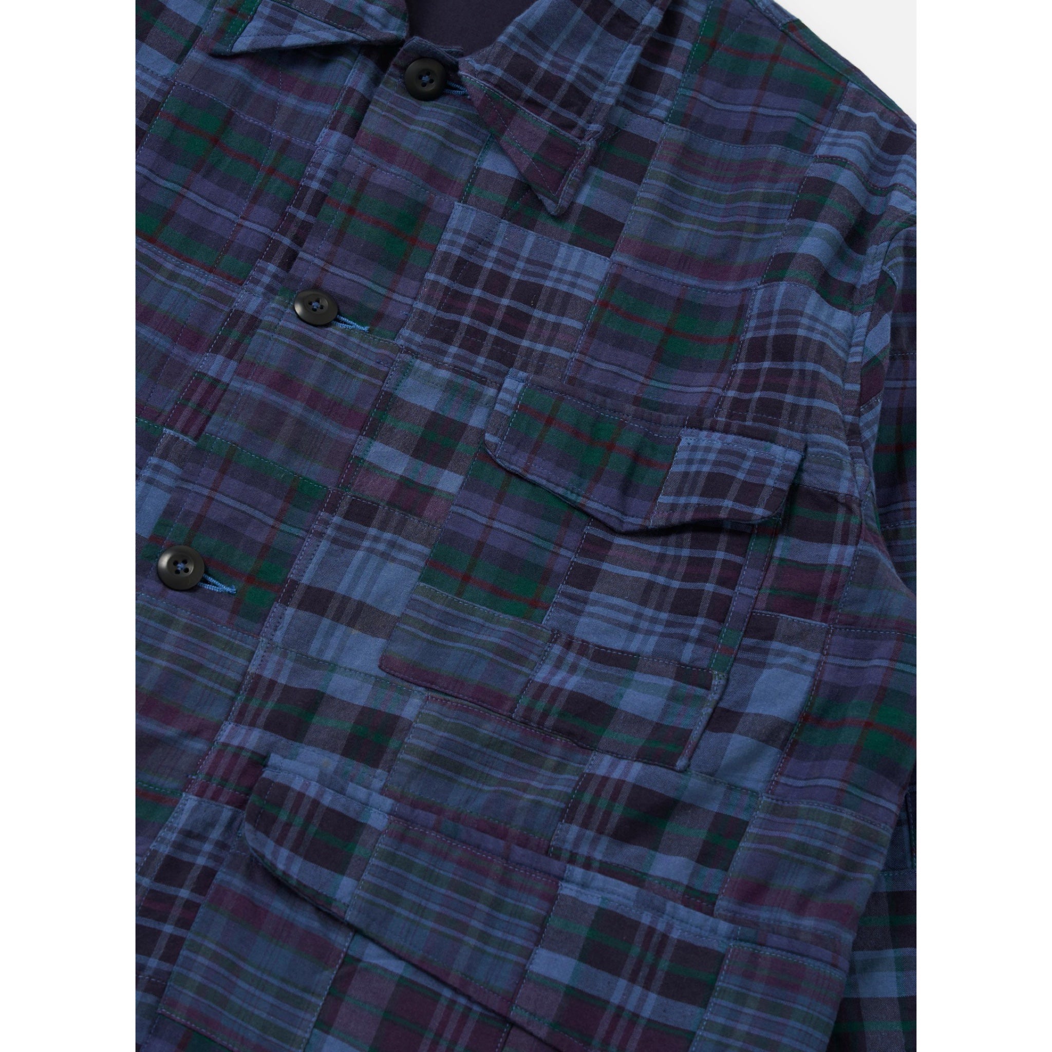 Universal Works Duty Jacket Madras Patchwork navy