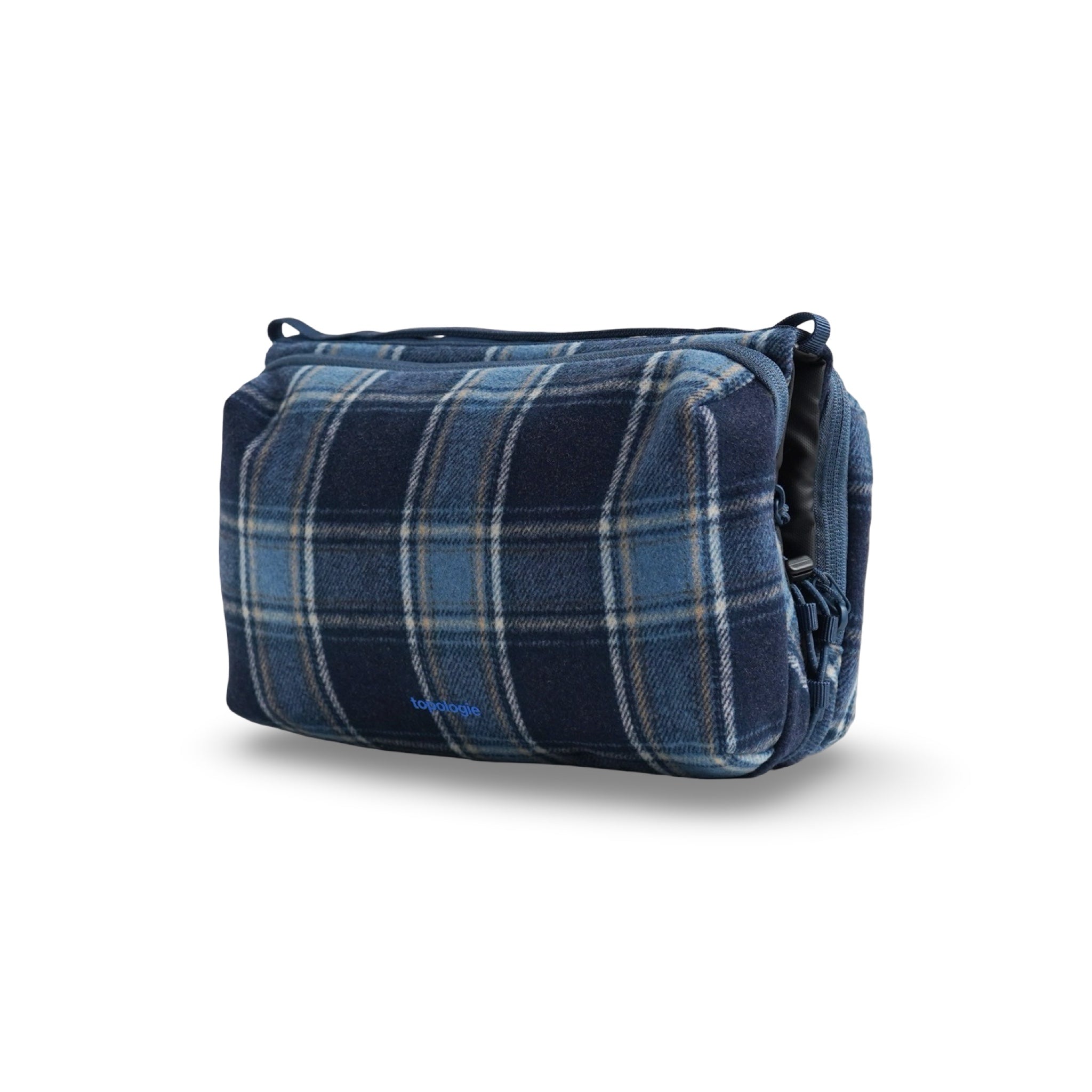 Topologie Bottle Sacoche Large check wool blue check