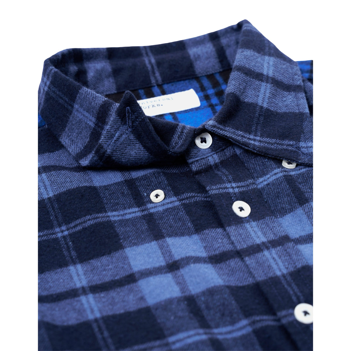 Universal Works Lazy Day Shirt patchwork checks blue