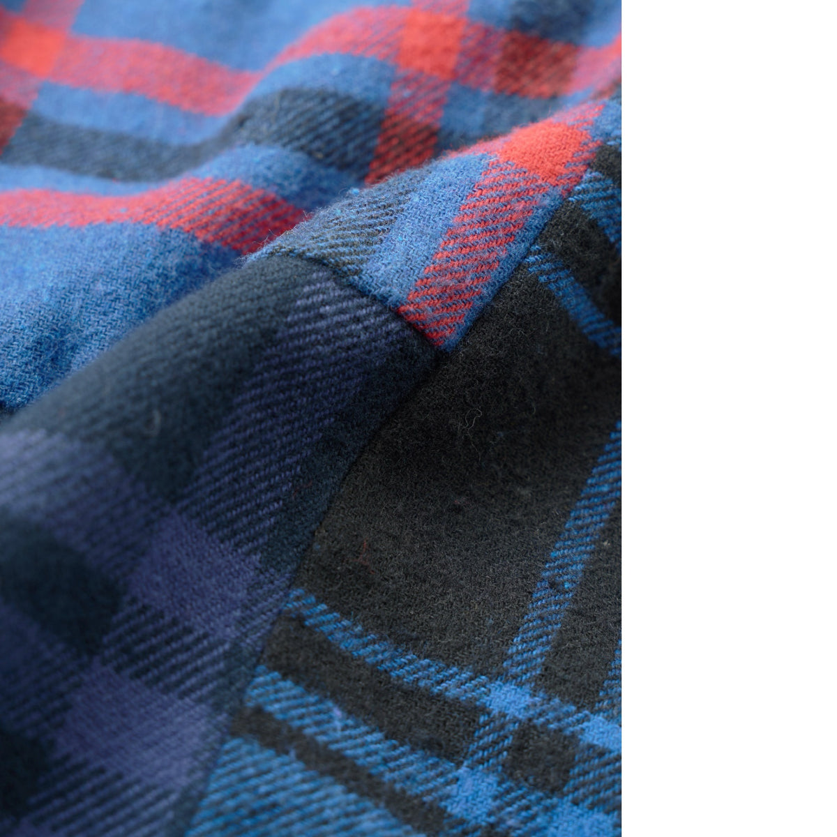 Universal Works Lazy Day Shirt patchwork checks blue
