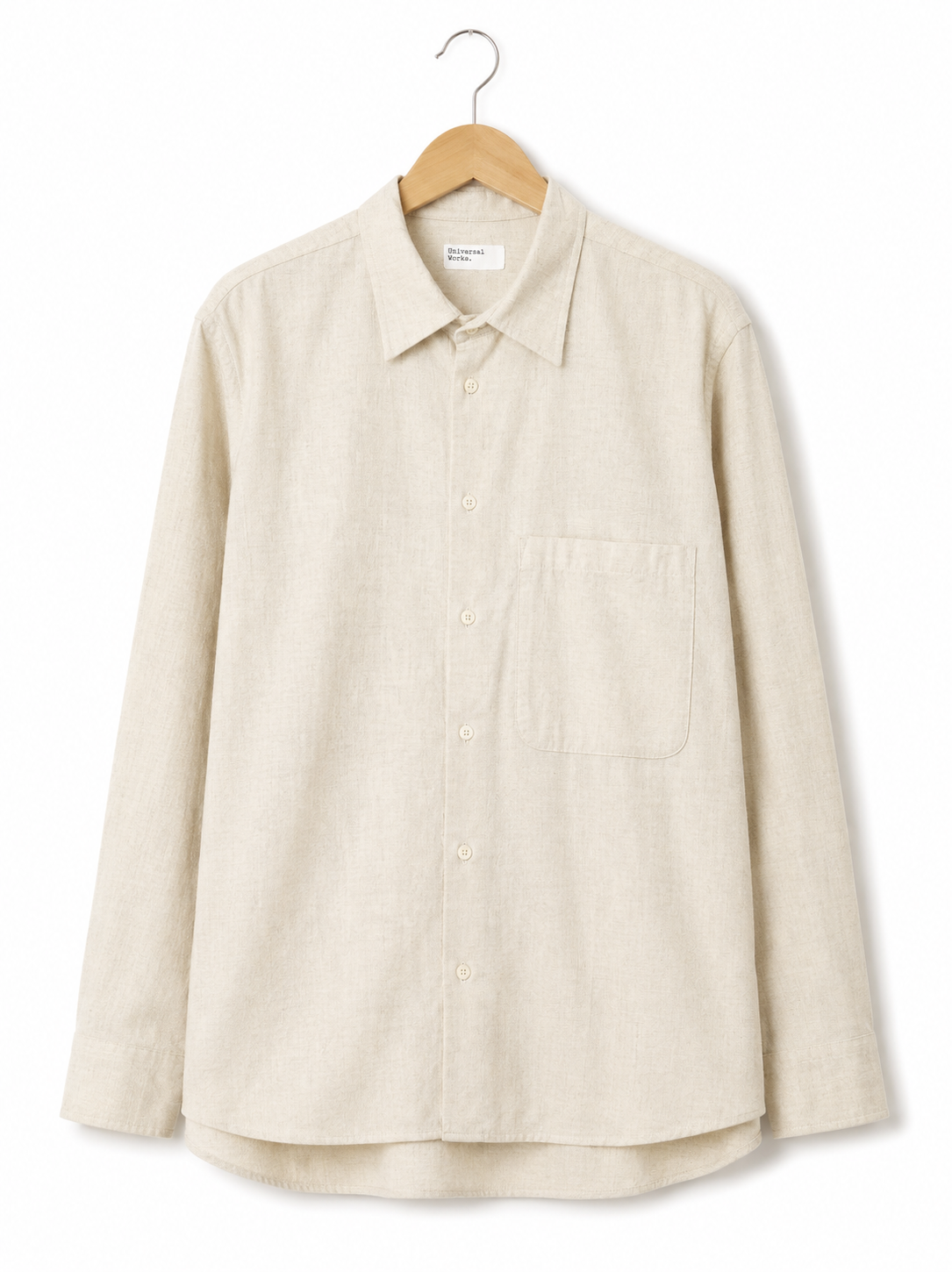 Universal Works Square Pocket Shirt brushed flannel ecru