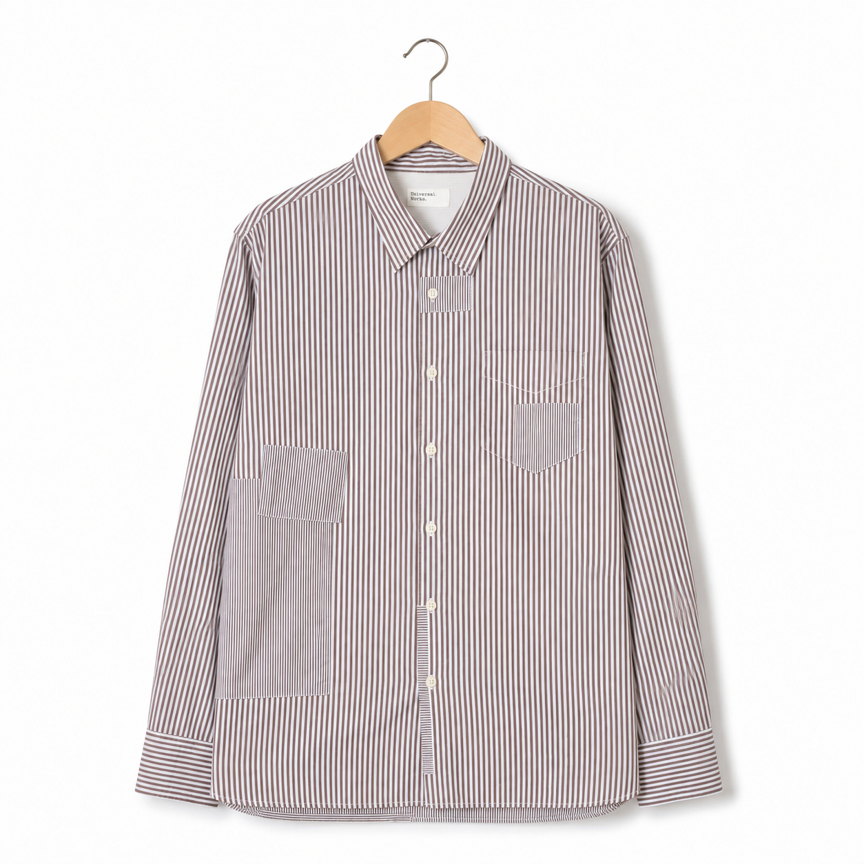 Universal Works Patched Shirt queens cotton brown