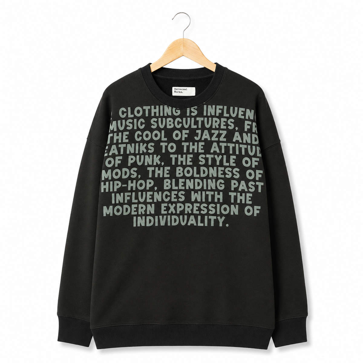 Universal Works Cool of Jazz Loose Sweatshirt brushback sweat jazz black