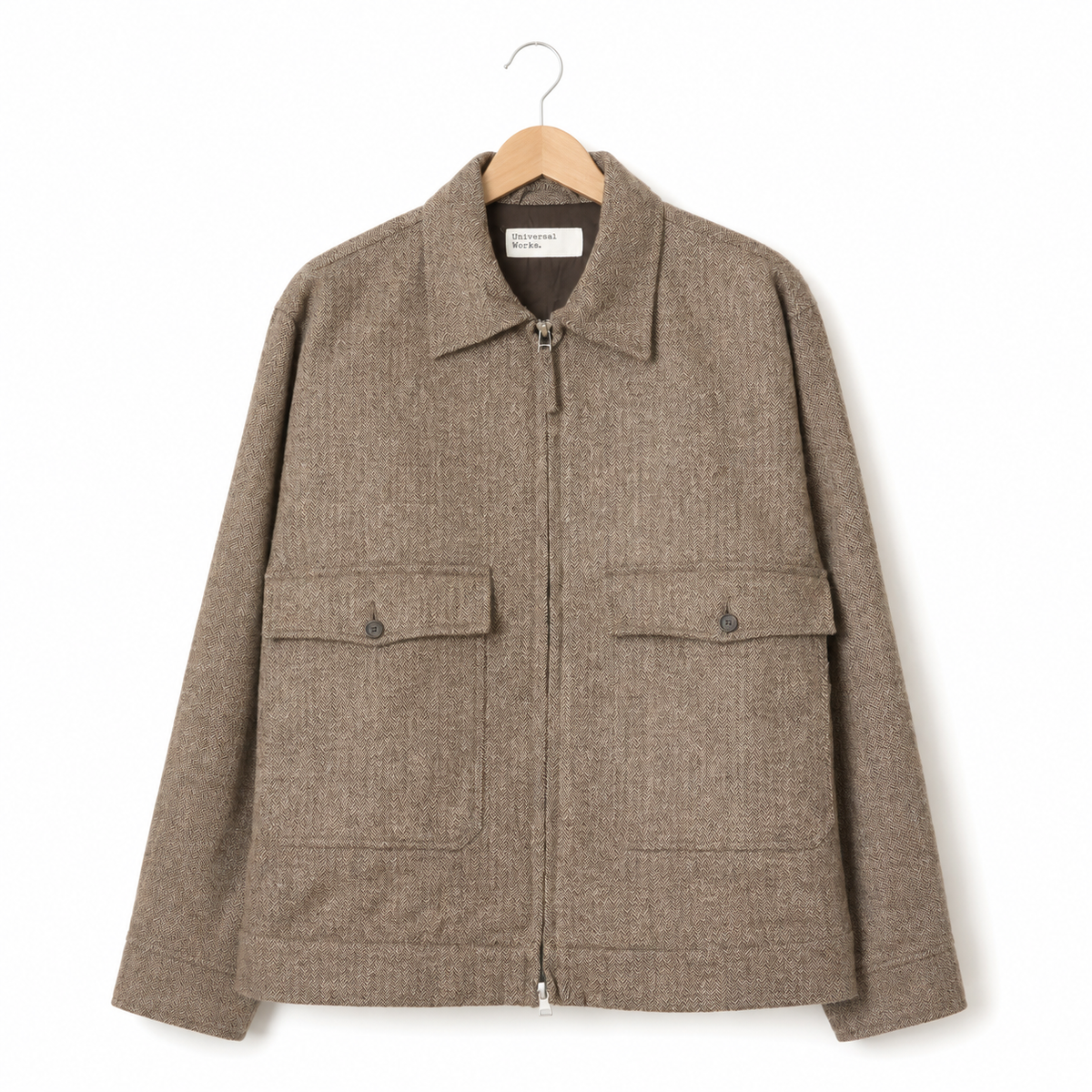 Universal Works E130 Jacket wool herringbone brown