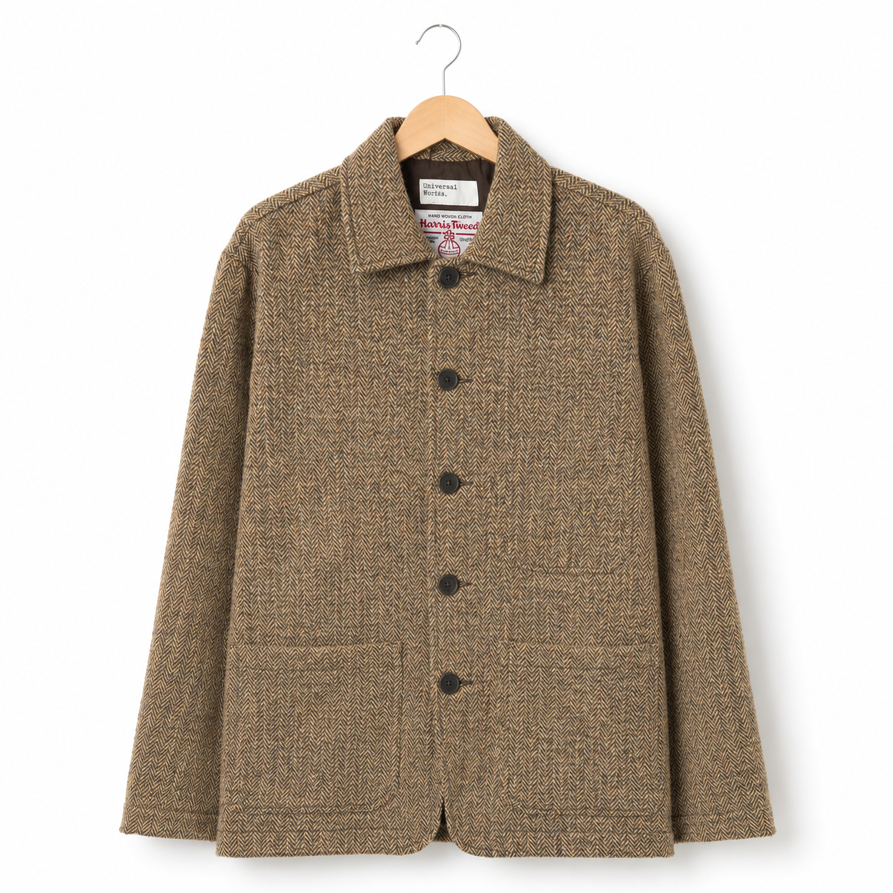 Universal Works Og Bakers Jacket harris tweed sand/brown