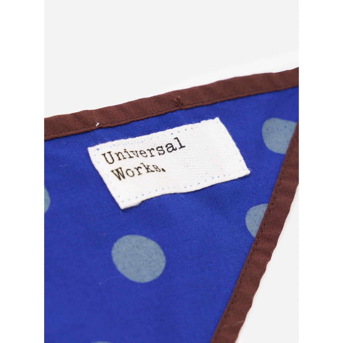 Universal Works Scout Scarf bold dot print rayon blue