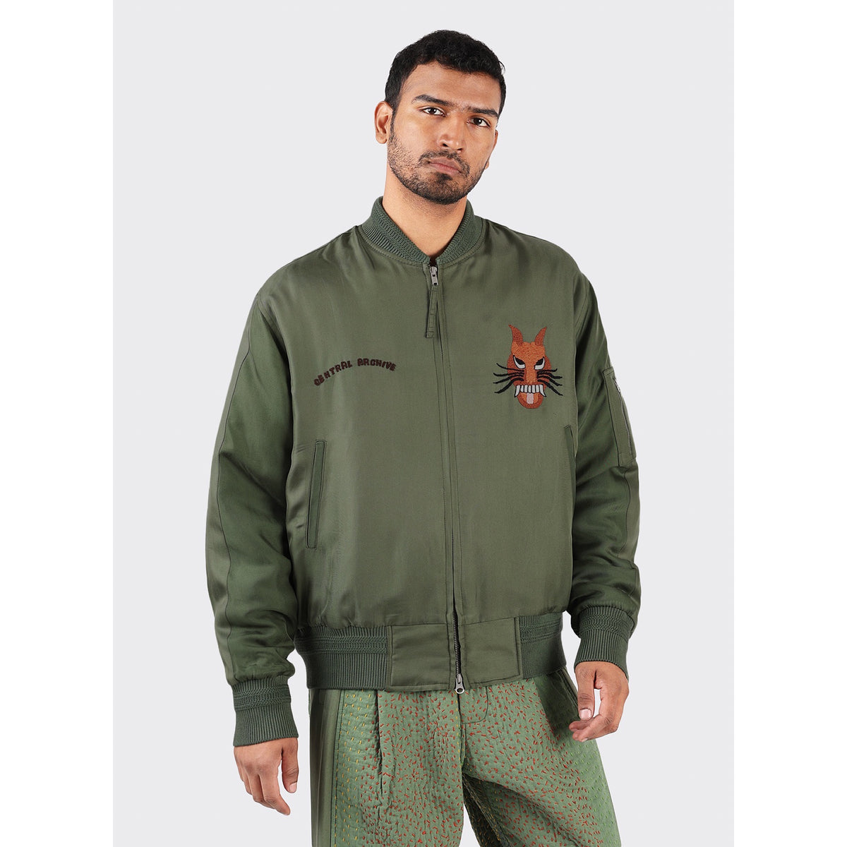 Kardo Craft Max Jacket Silk Bomber Tiger Embroidery green