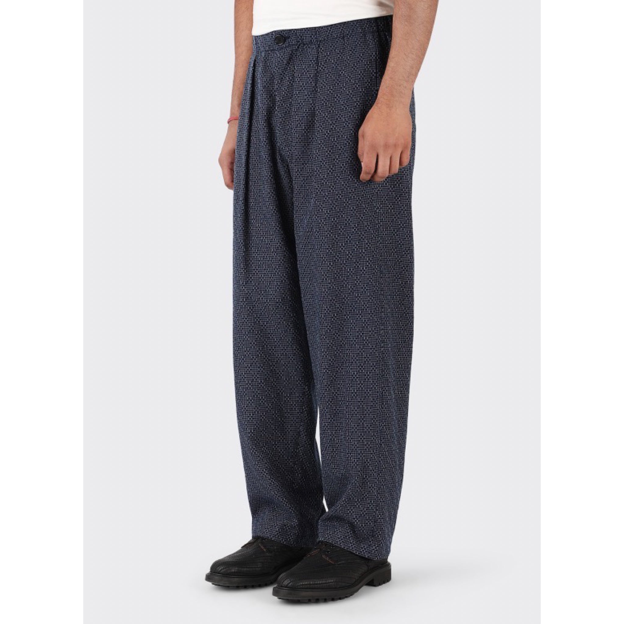 Kardo Taka Trousers IJAC01 Irregular Grid Check indigo