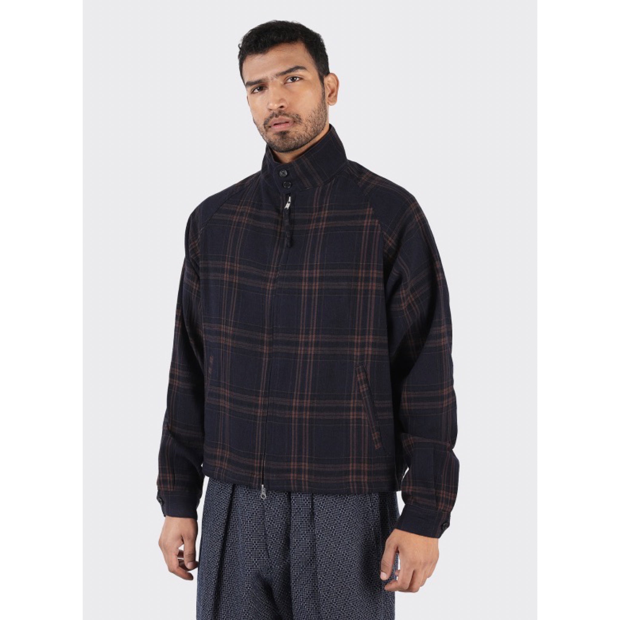 Kardo Stanley Jacket HW57 Hand-Loomed Cotton navy plaid