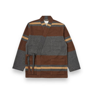 Universal Works Kyoto Work Jacket 31174 charcoal stripes blanket wool mix