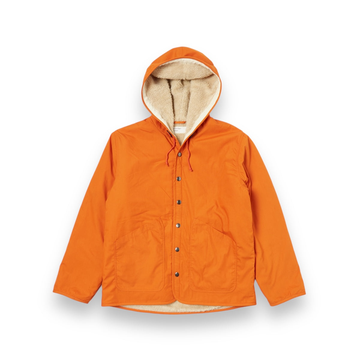 Universal Works Reversible Simple Hooded Jacket 31129 orange/sand rec poly tech/sherpa