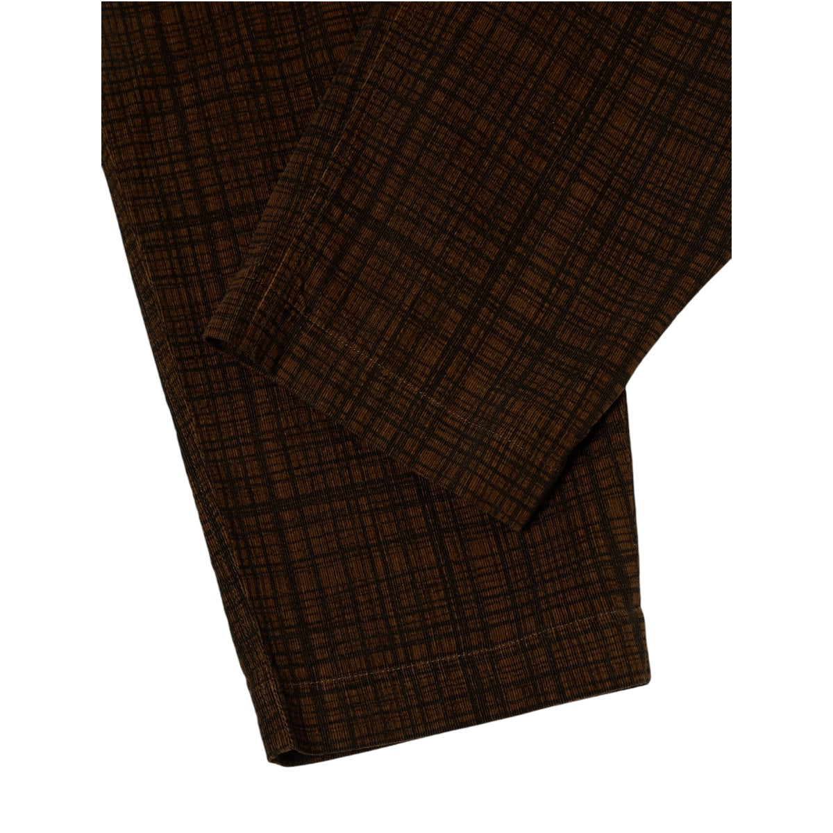 Universal Works Pleated Track Pant P31144 cord seersucker brown check