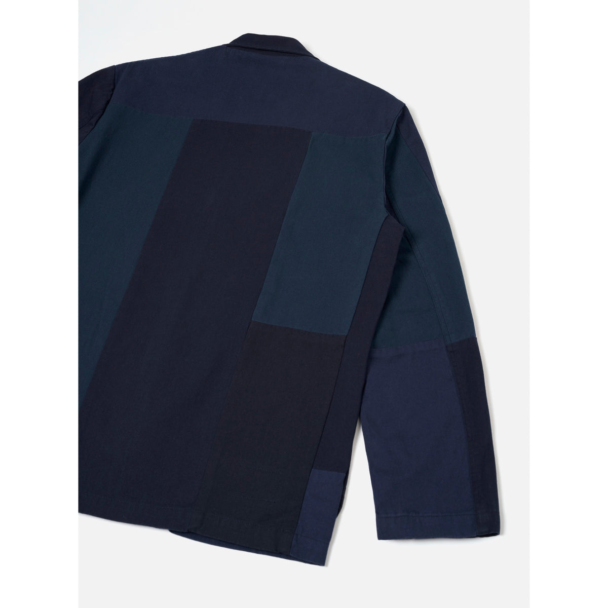 Universal Works Three Button Jacket patchwork twill navy