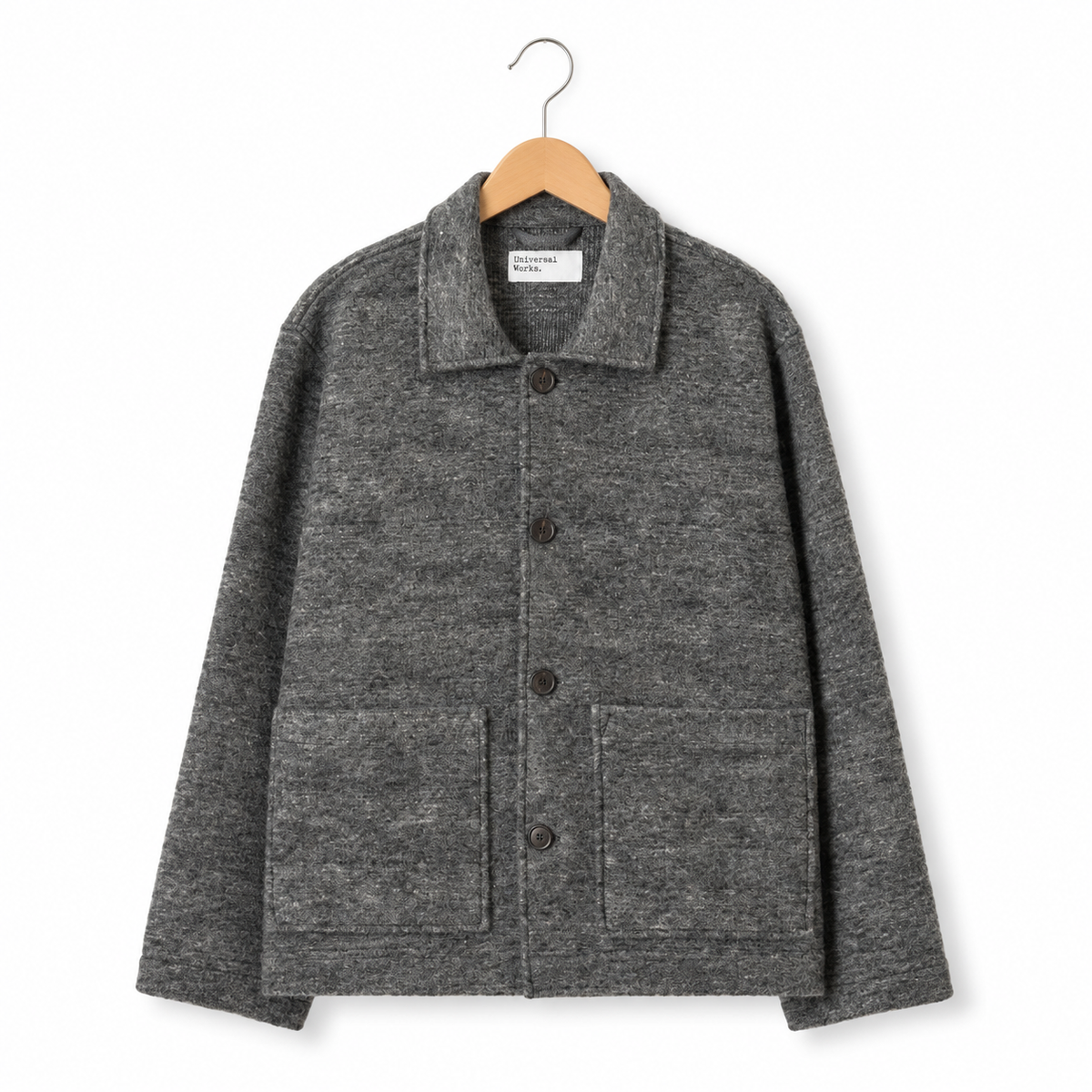 Universal Works Rams Jacket wool mix knit grey marl
