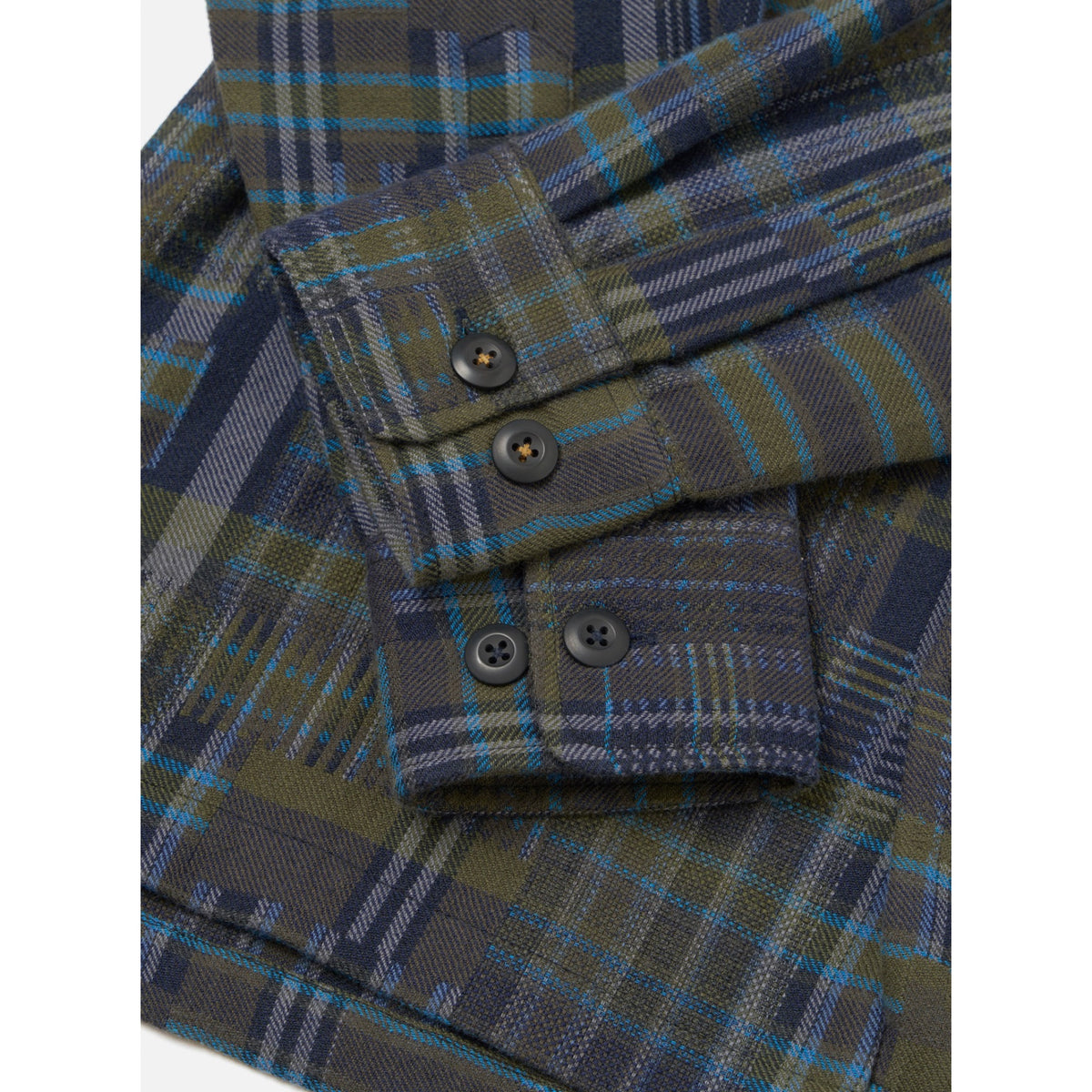 Universal Works Fatigue Shirt shadows check olive
