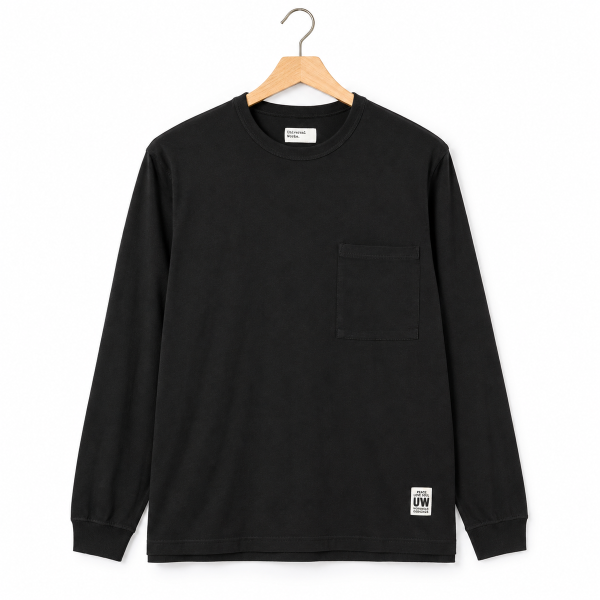Universal Works L/S Core Pocket Tee single jersey black