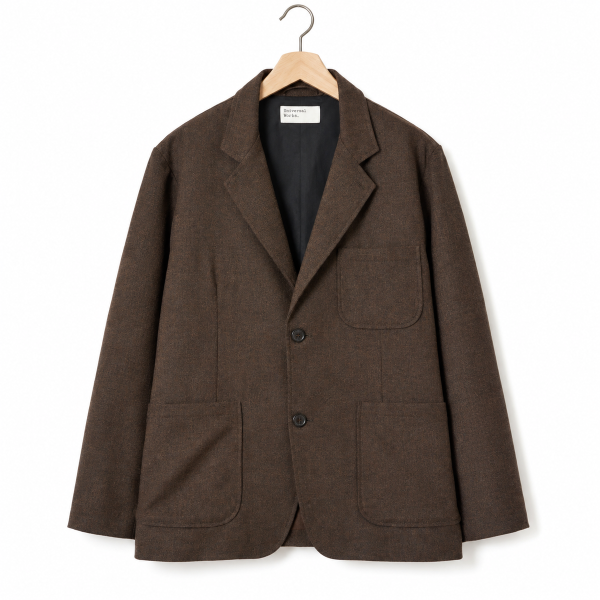 Universal Works Two Button Jacket recycled it tweed brown