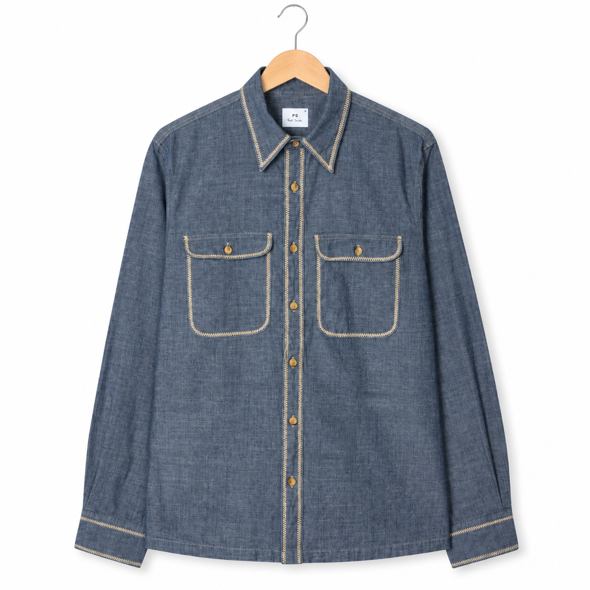 PS Paul Smith Chambray Contrast-Stitch Shirt
