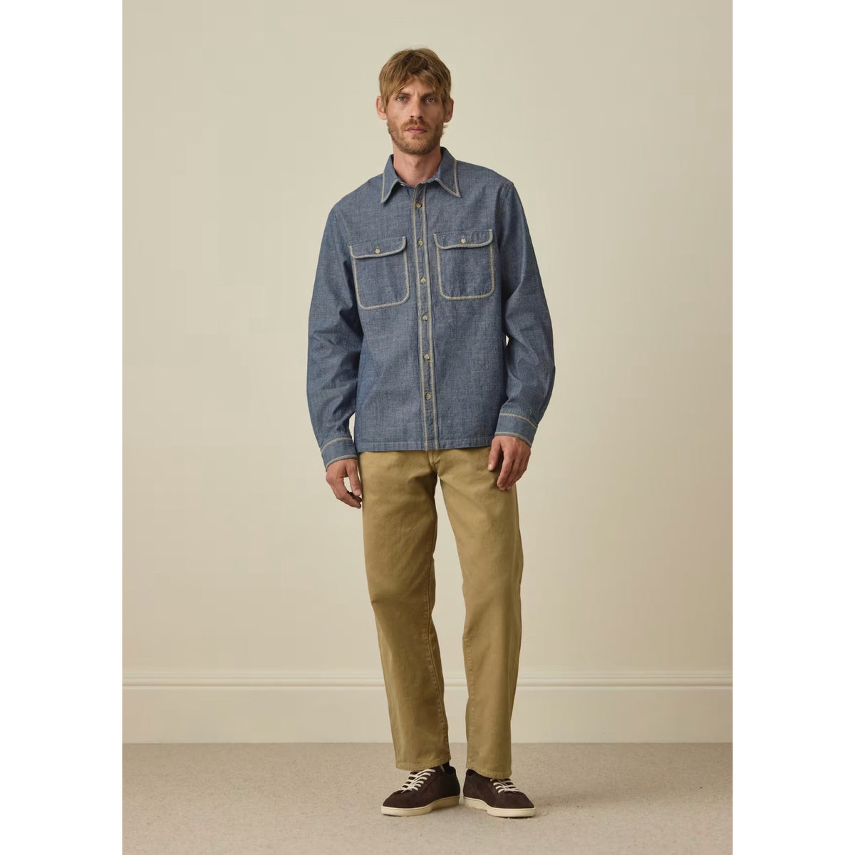 PS Paul Smith Chambray Contrast-Stitch Shirt