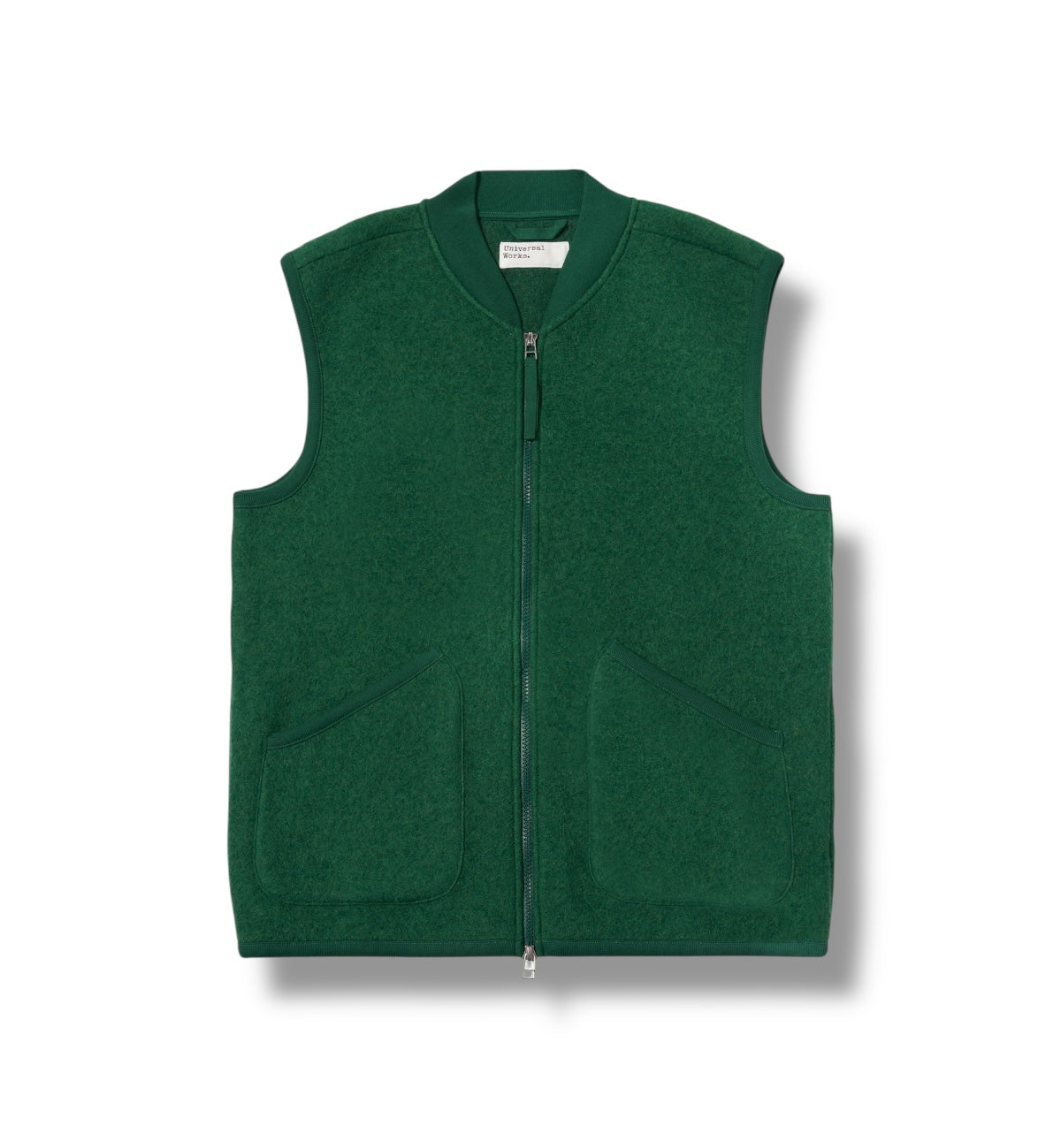 Universal Works Zip Waistcoat Wool Fleece green